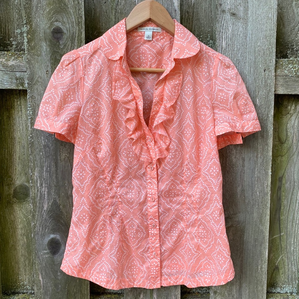Peachy short sleeve button down shirt